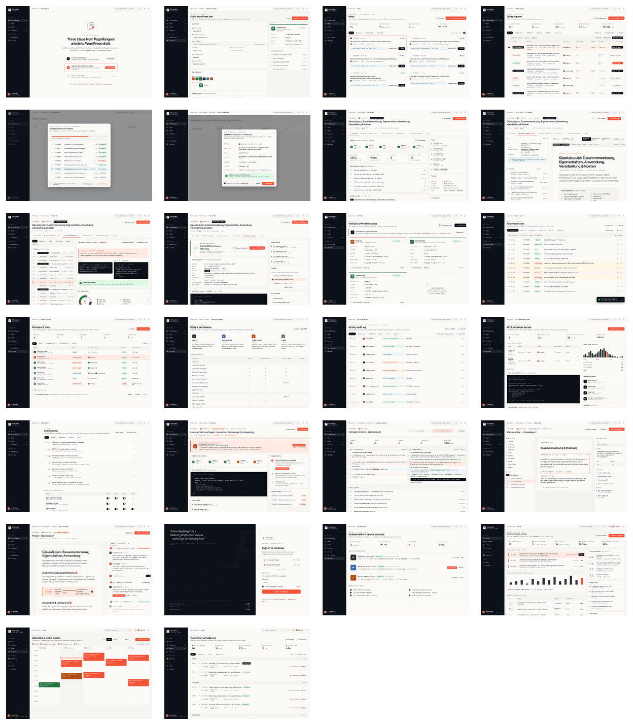 Pressroom prototype contact sheet