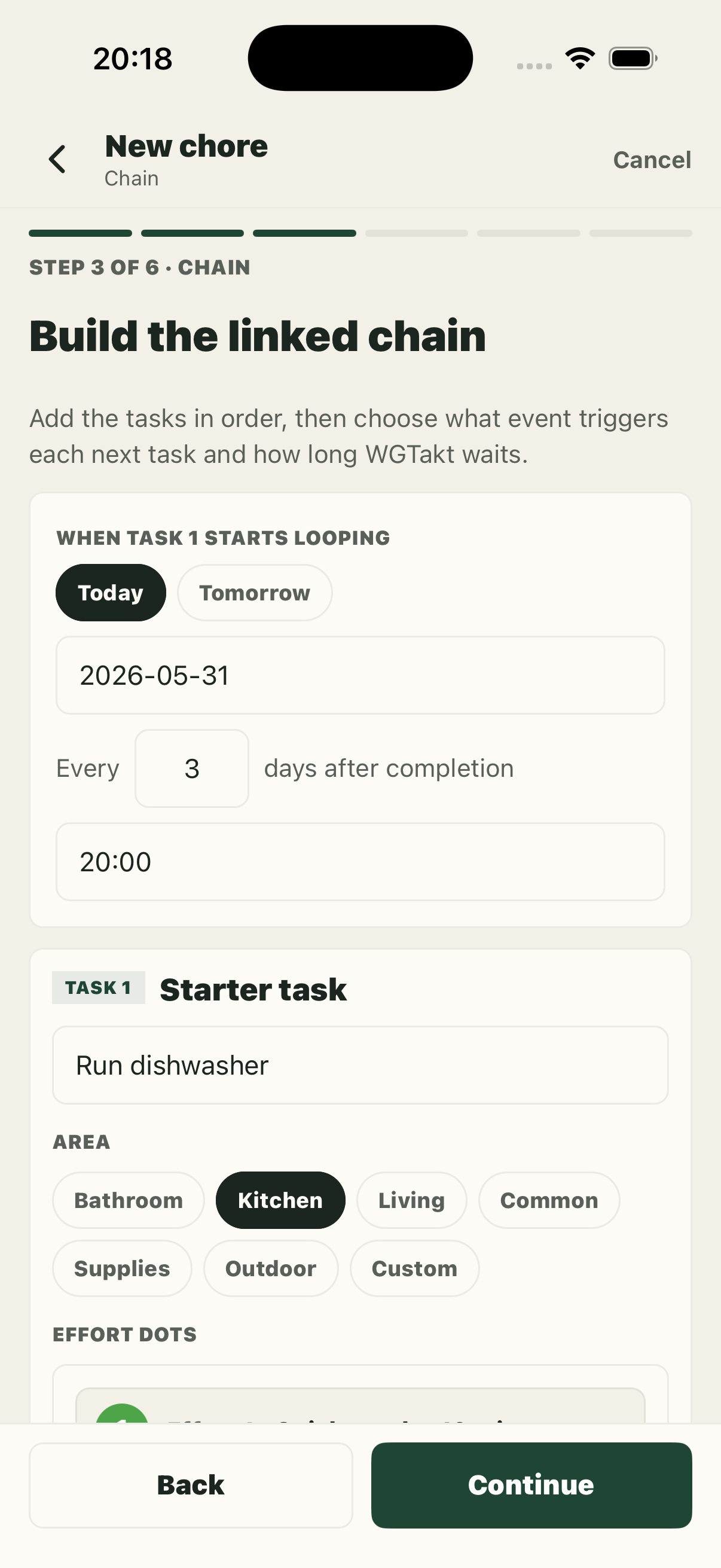 A chain begins with a real task