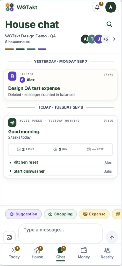 Chat with the full navigation in view